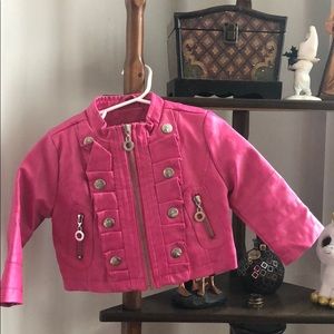 Stylish faux leather hot pink jacket